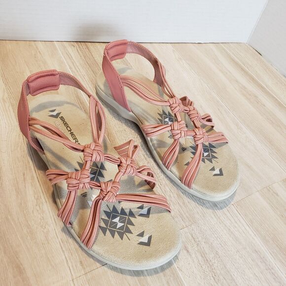 Skechers Reggae Slim Pink Sandals Women’s Size 5 Memory Foam Crisscross Stretch - Picture 7 of 7